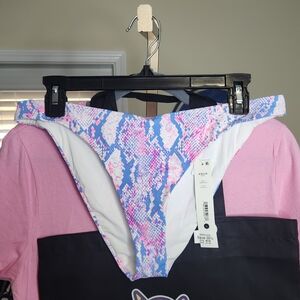 Aqua Vibrant Pink and Blue Bikini Bottom